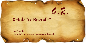 Orbán Rezső névjegykártya